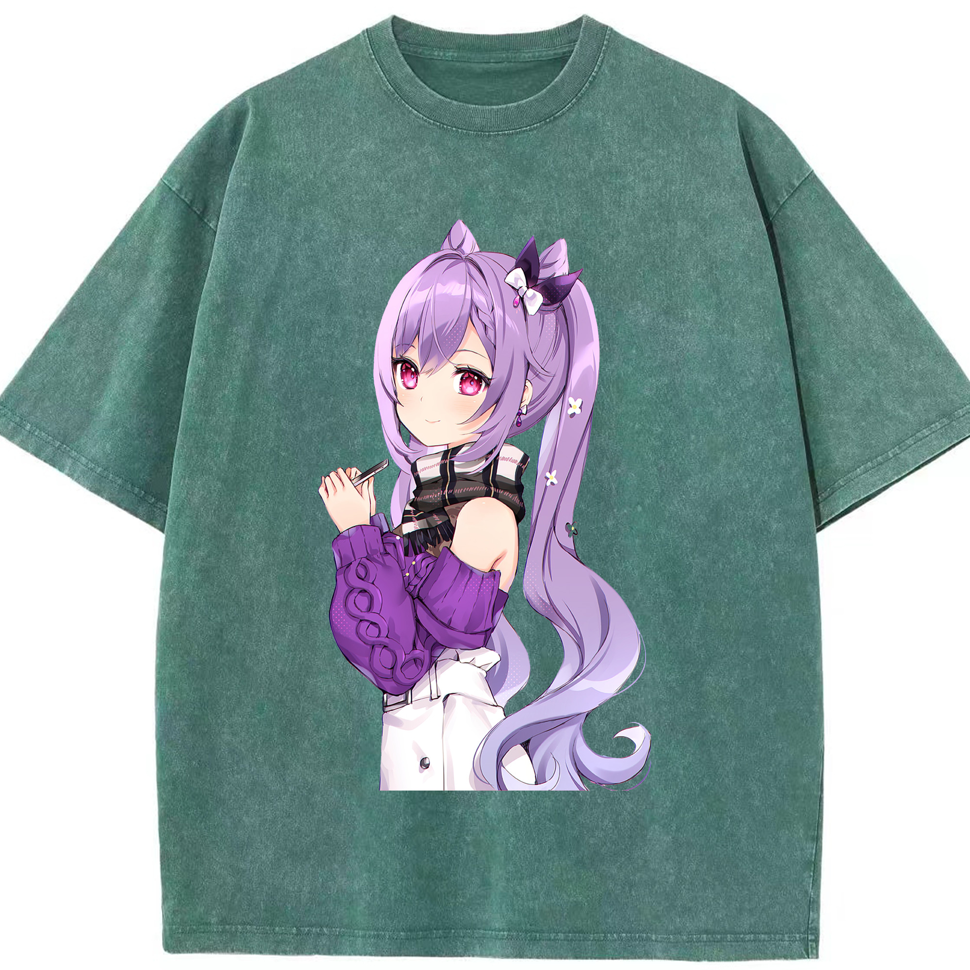 げんし神 刻晴 こくせい genshin Kokusei 綿100% ヴィンテージ風 半袖Tシャツ（フロントプリント）